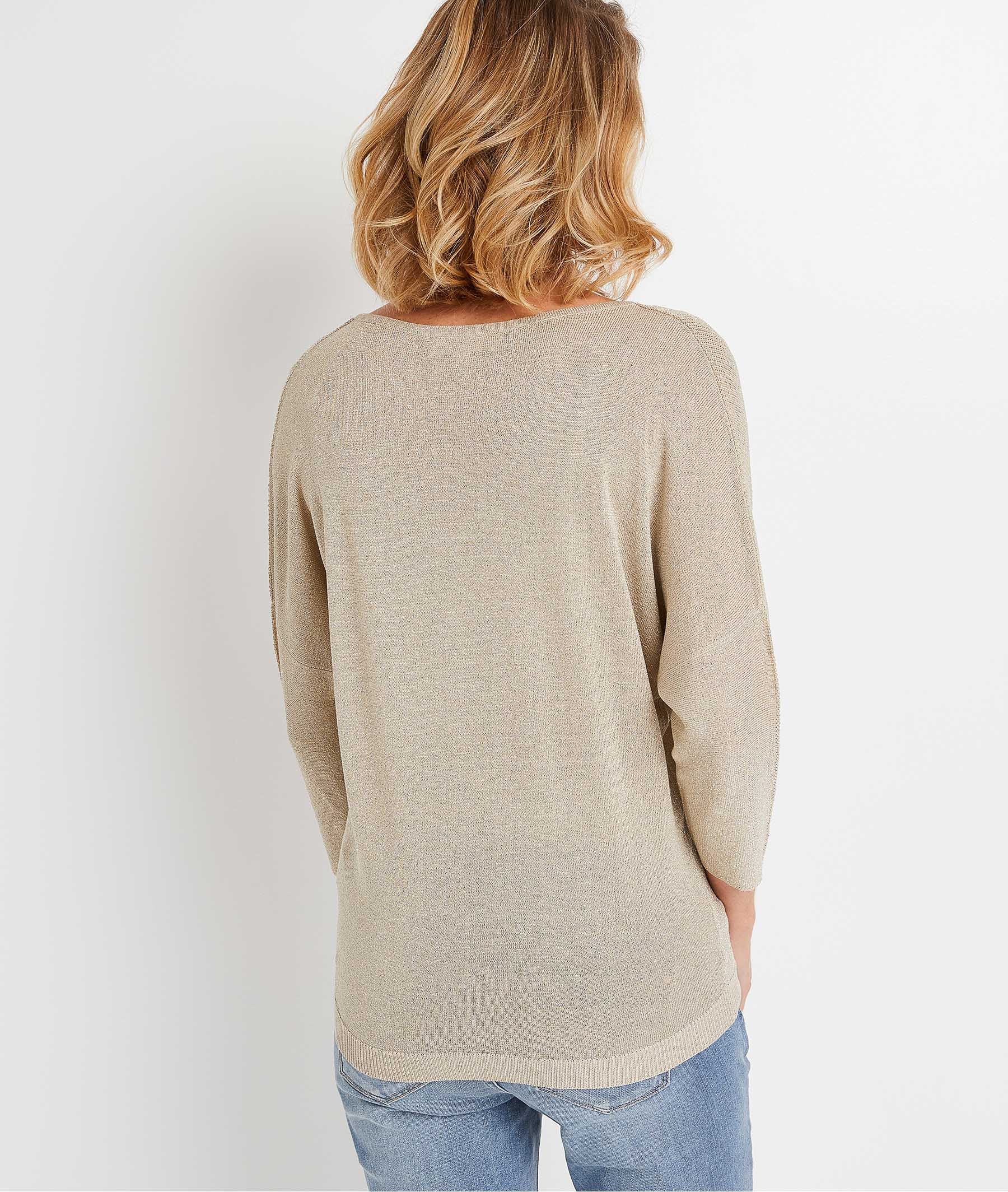 Pull Brillant Manche Chauve Souris Femme BEIGE Grain De Malice