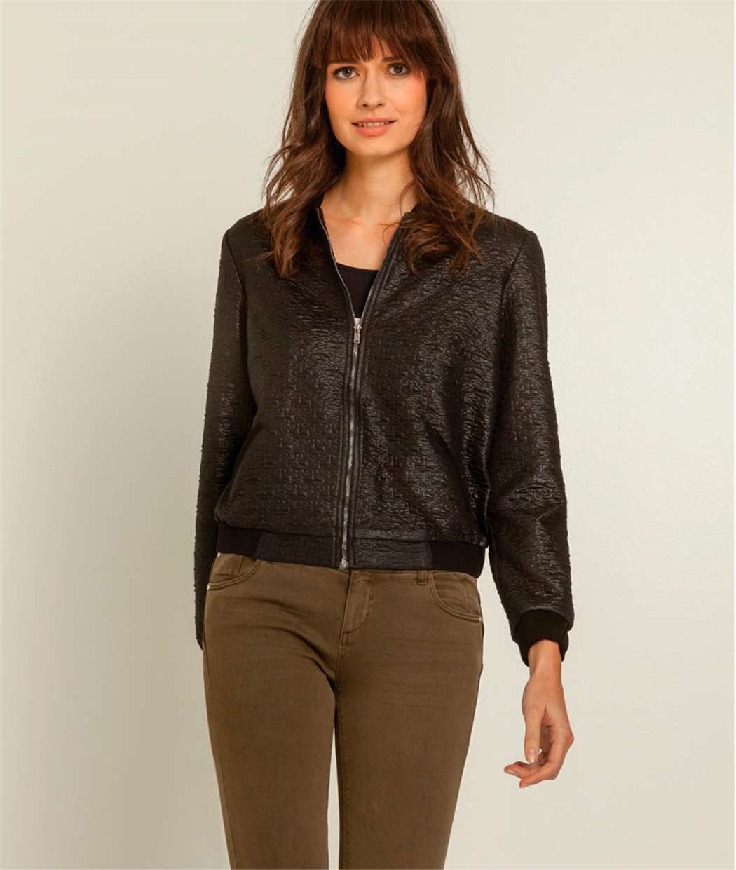 Bombers femme maille satinée NOIR Grain de Malice