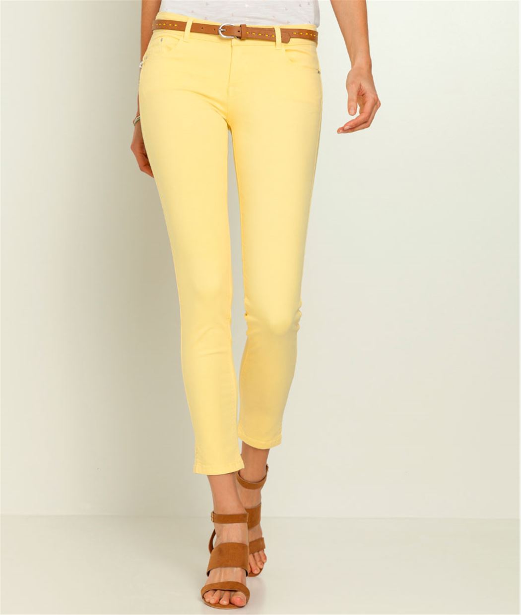 Jean femme couleur raccourci JAUNE - Grain de Malice