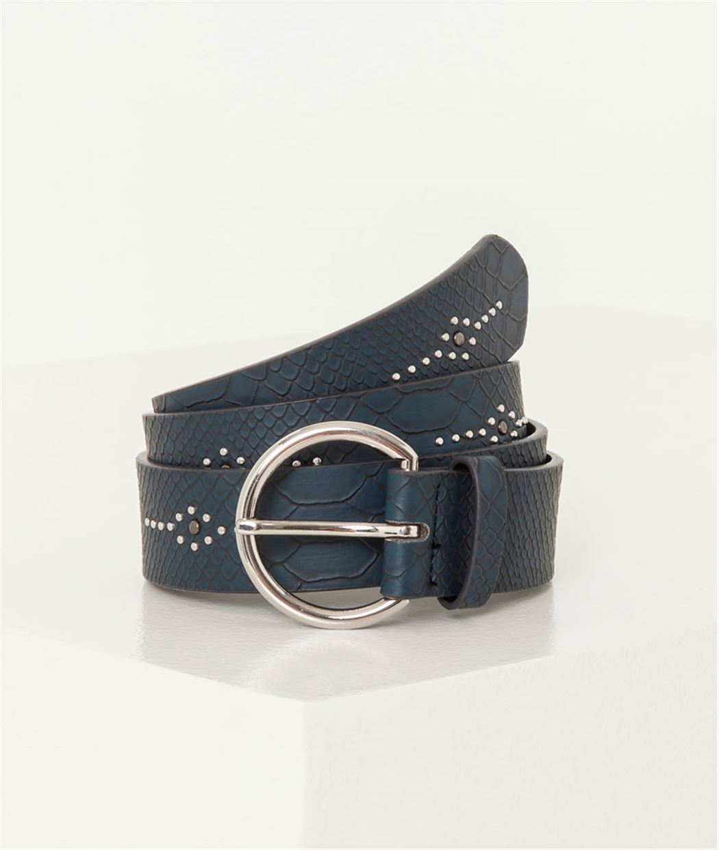 Ceinture femme faux cuir clouté BLEU