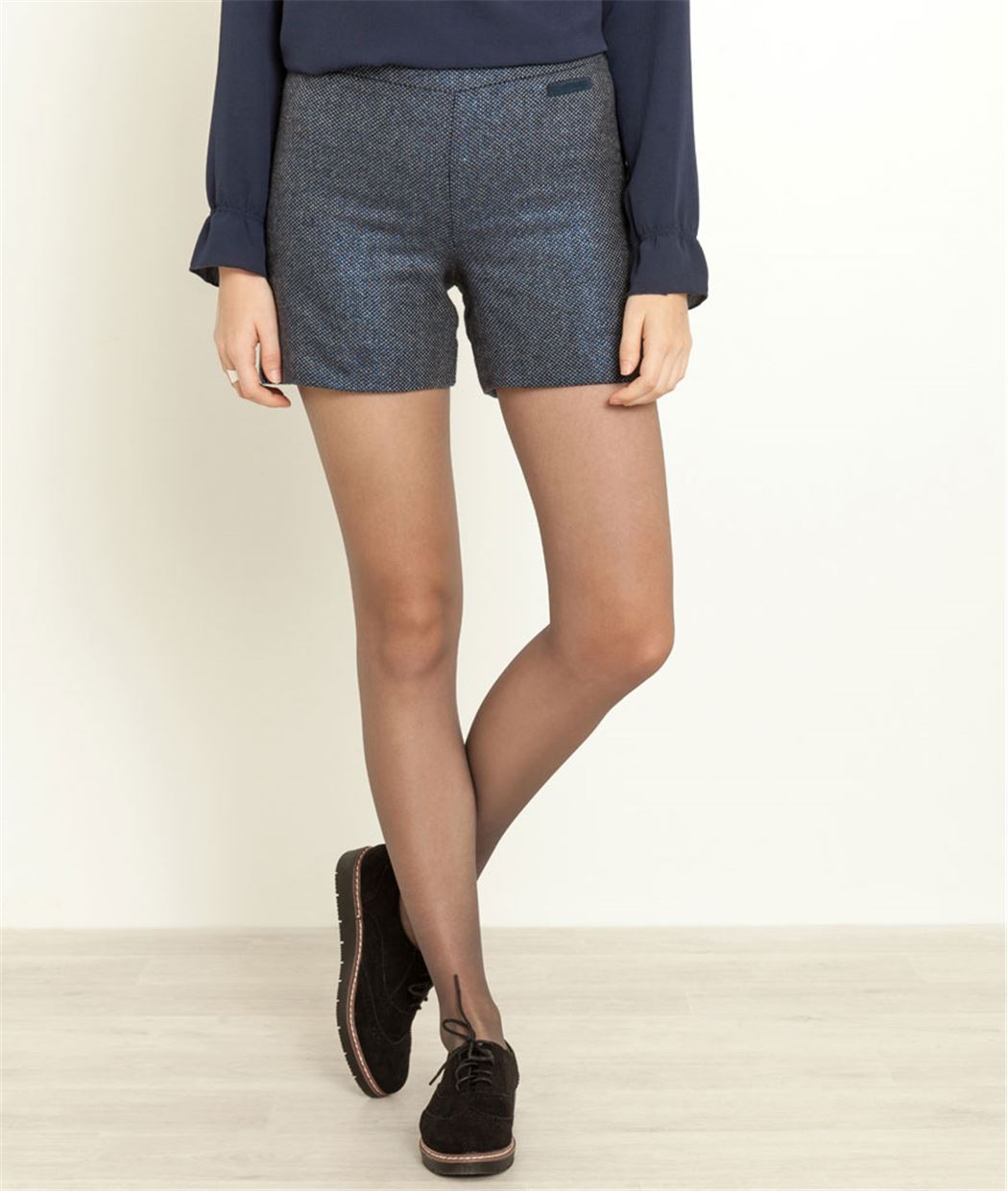 Short femme habillé avec laine MARINE