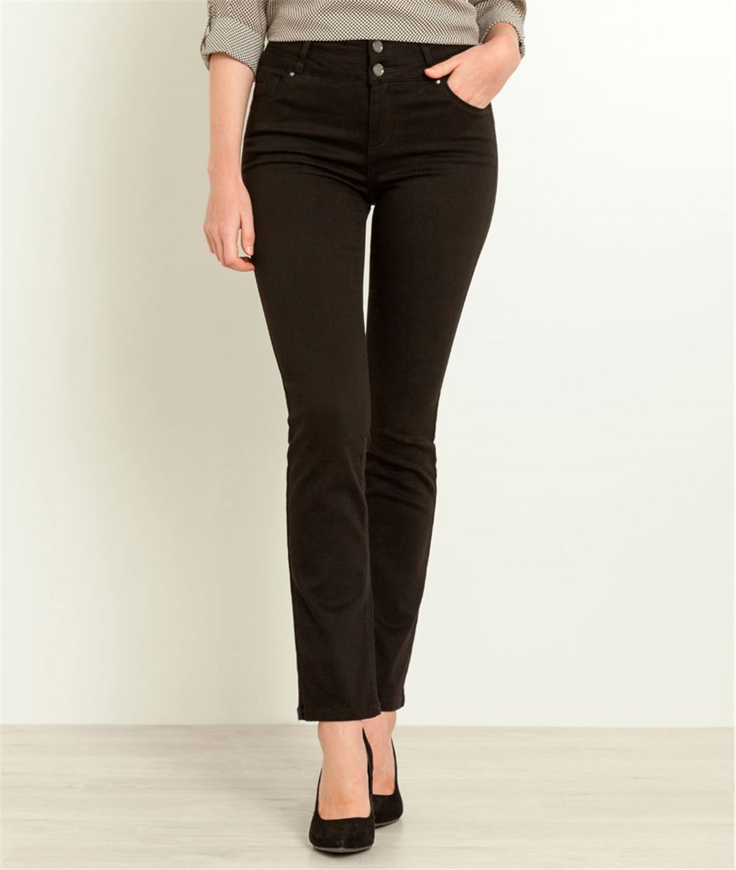 Jean femme droit taille haute BLACK