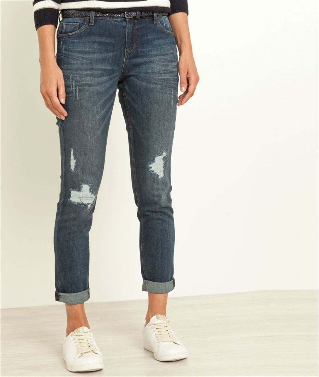 Jean femme boyfriend avec ceinture DARK STONE