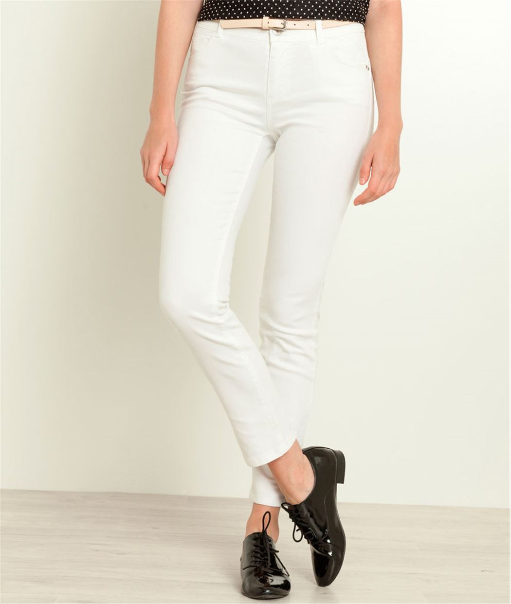Jean femme couleur raccourci BLANC