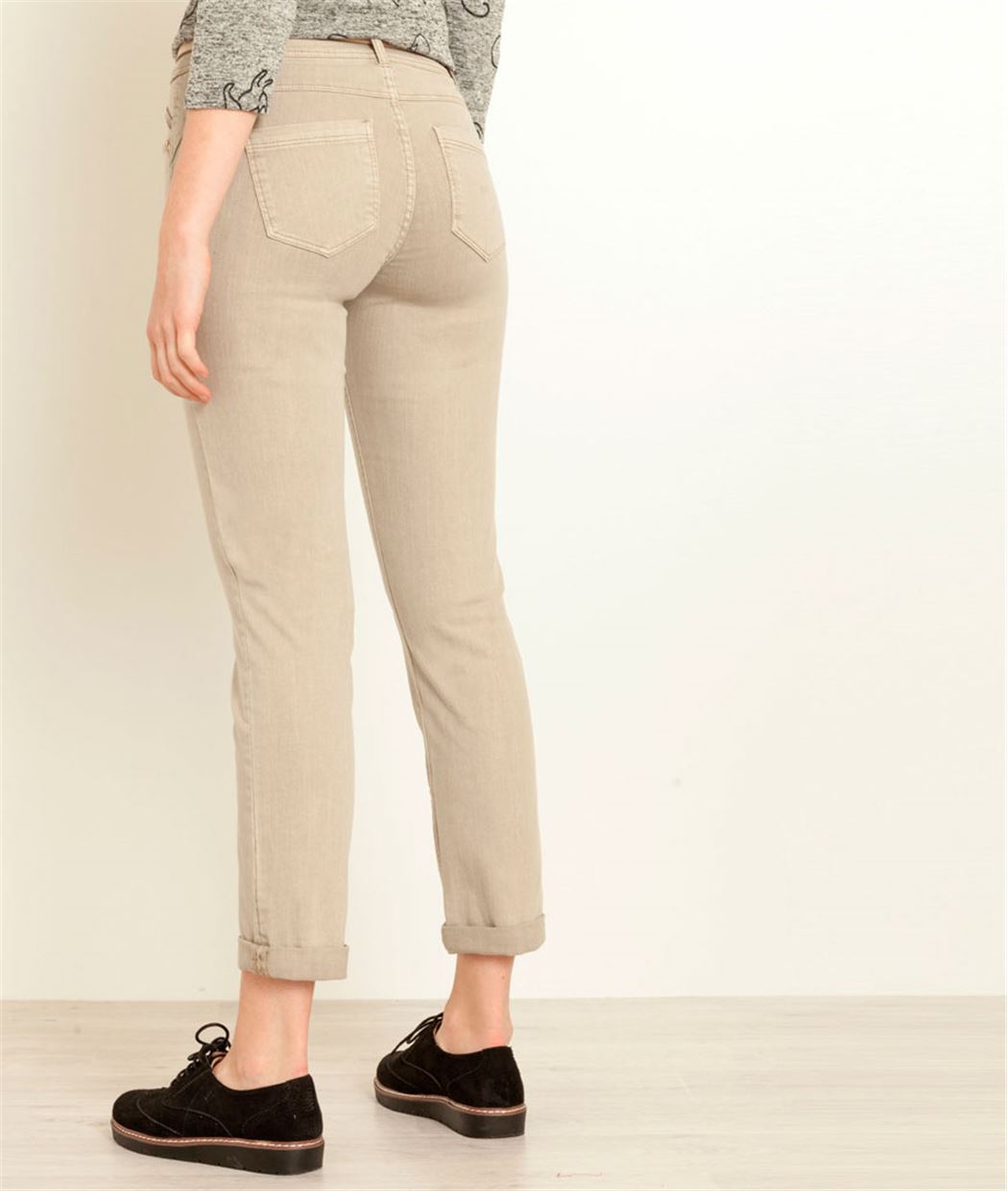Jean femme couleur raccourci MASTIC