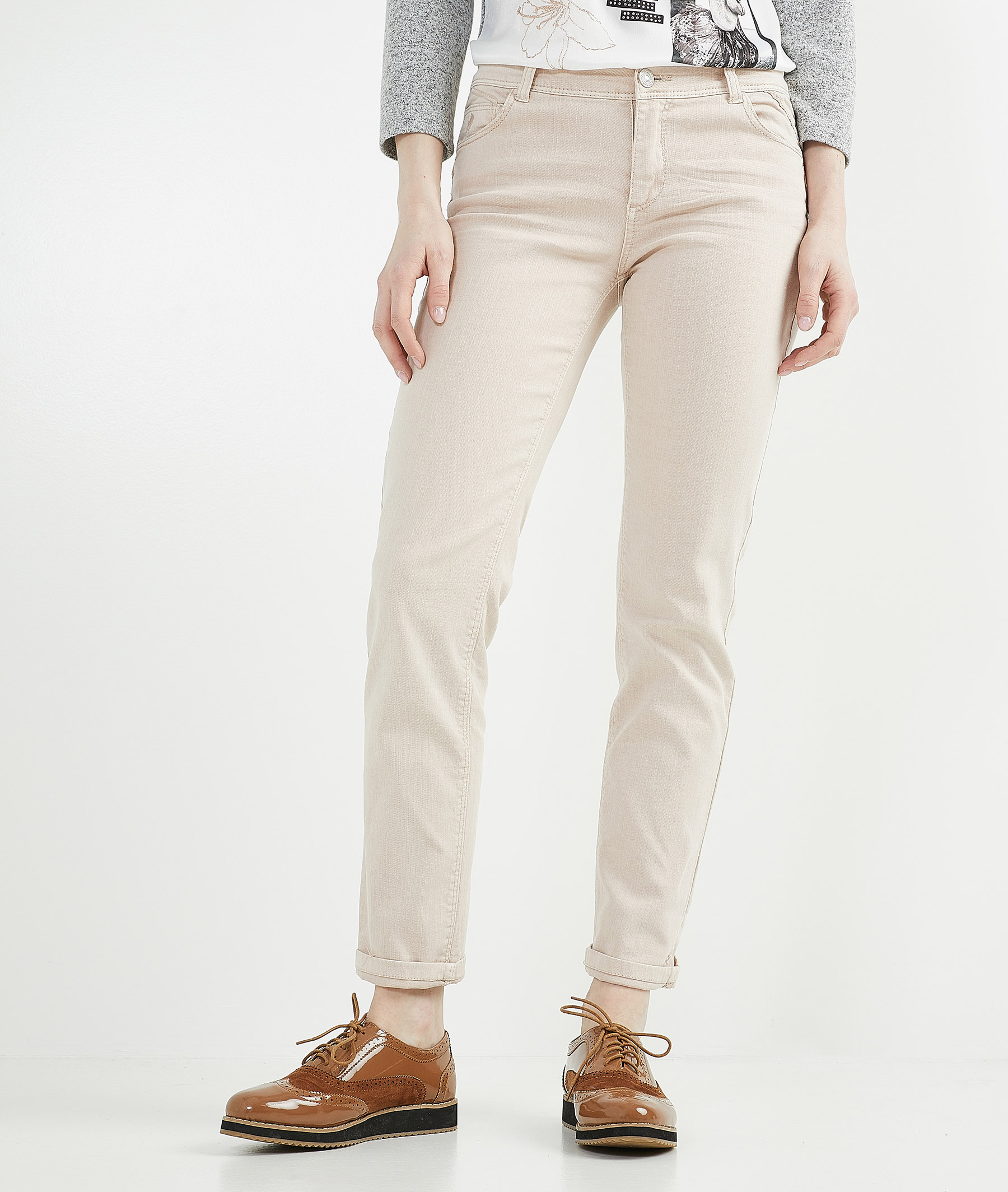 Jean femme couleur raccourci ROSE