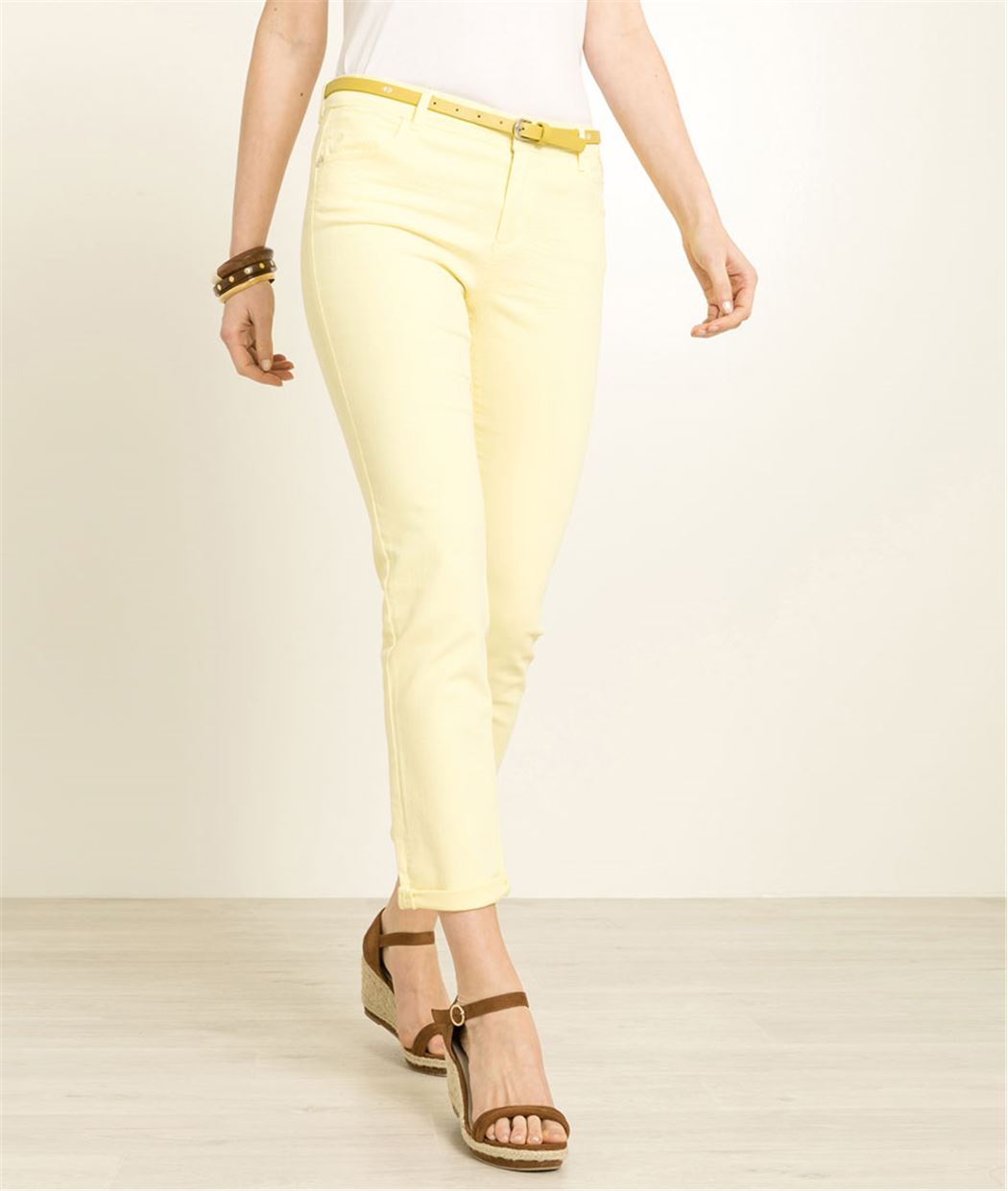 Jean femme couleur raccourci JAUNE