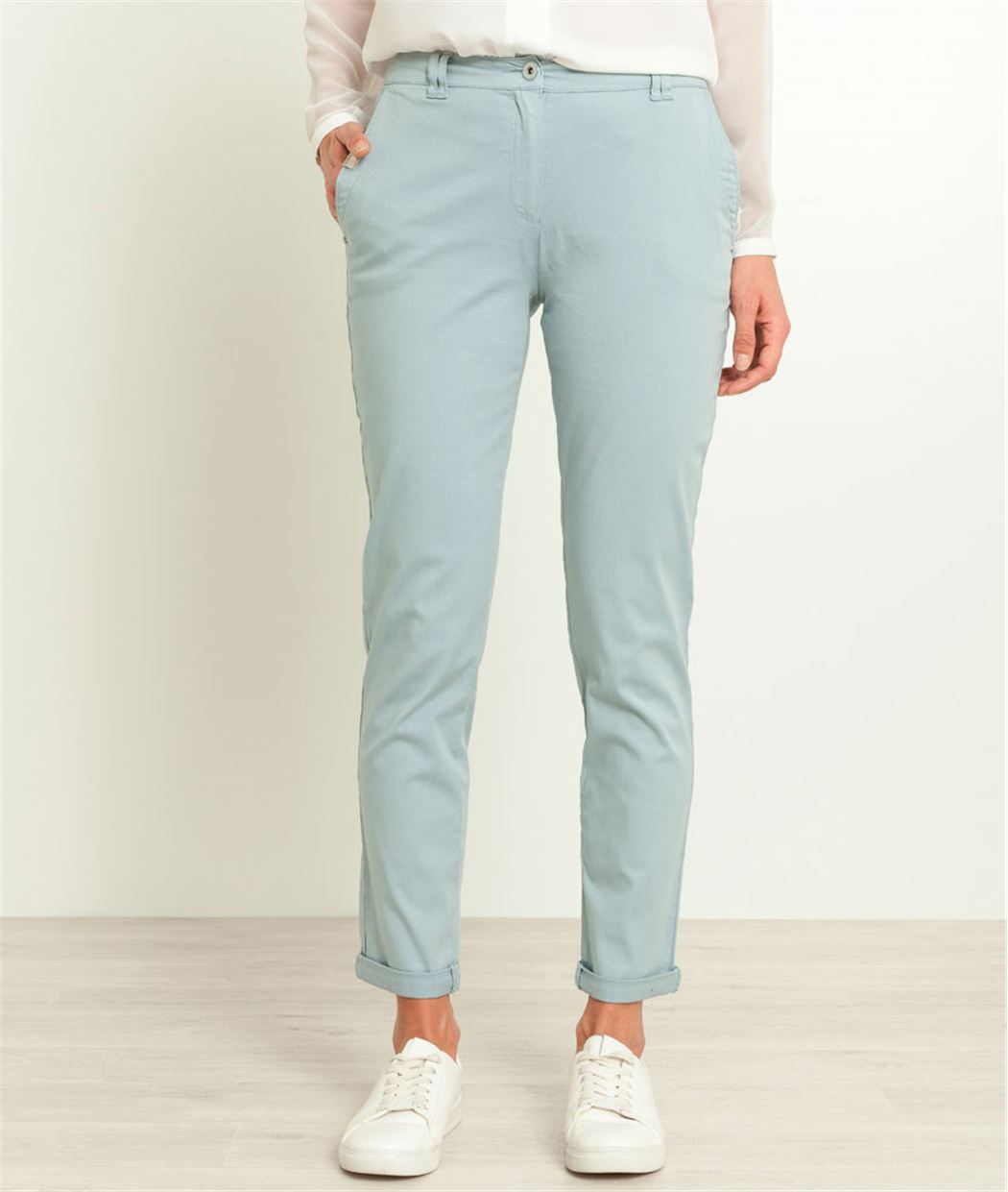 Pantalon femme chino BLEU CIEL