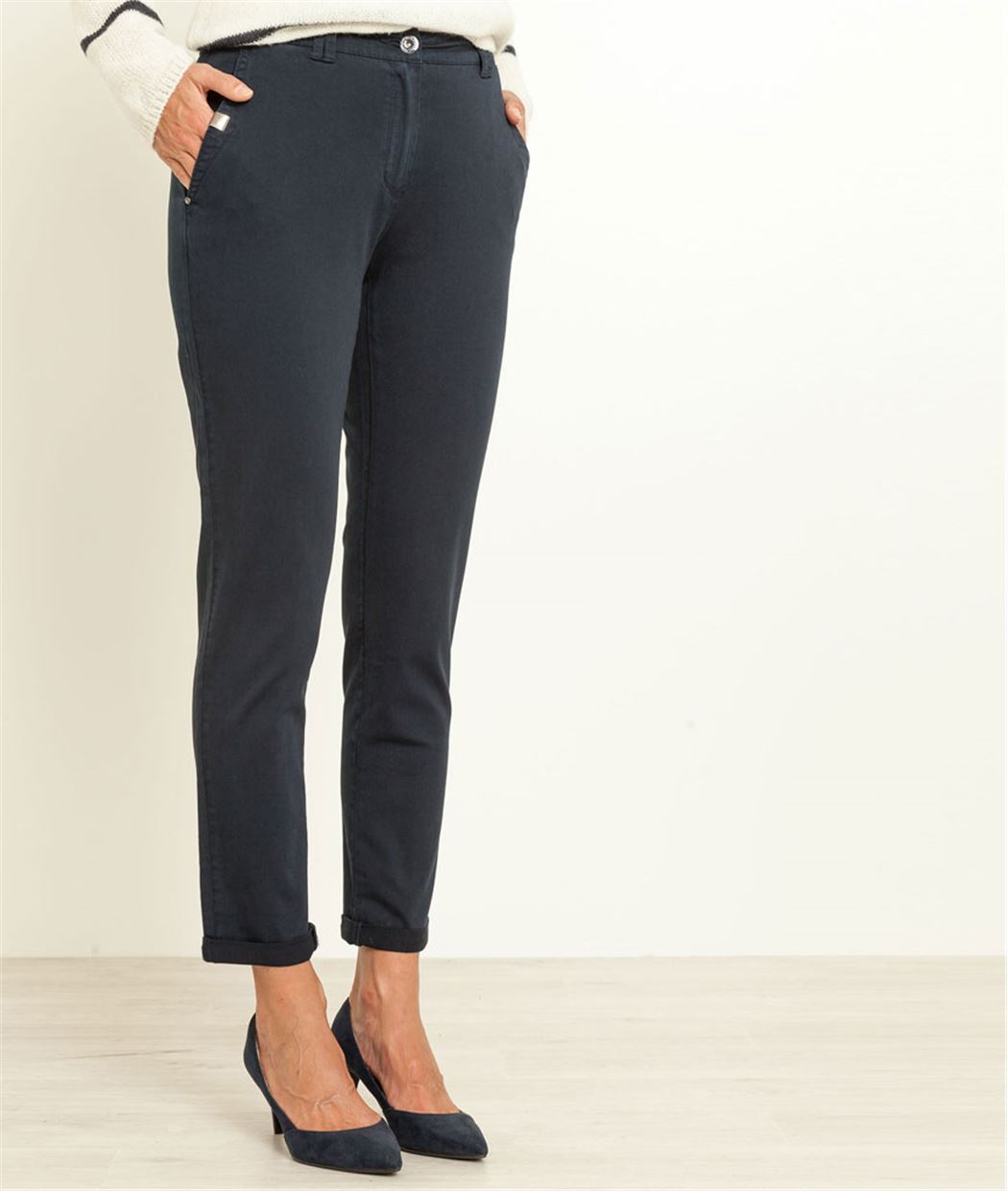 Pantalon femme chino MARINE