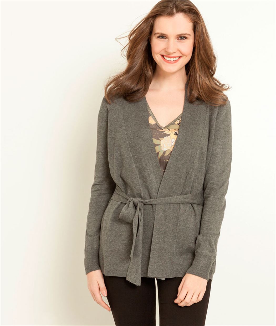 Gilet femme ceinture GRIS