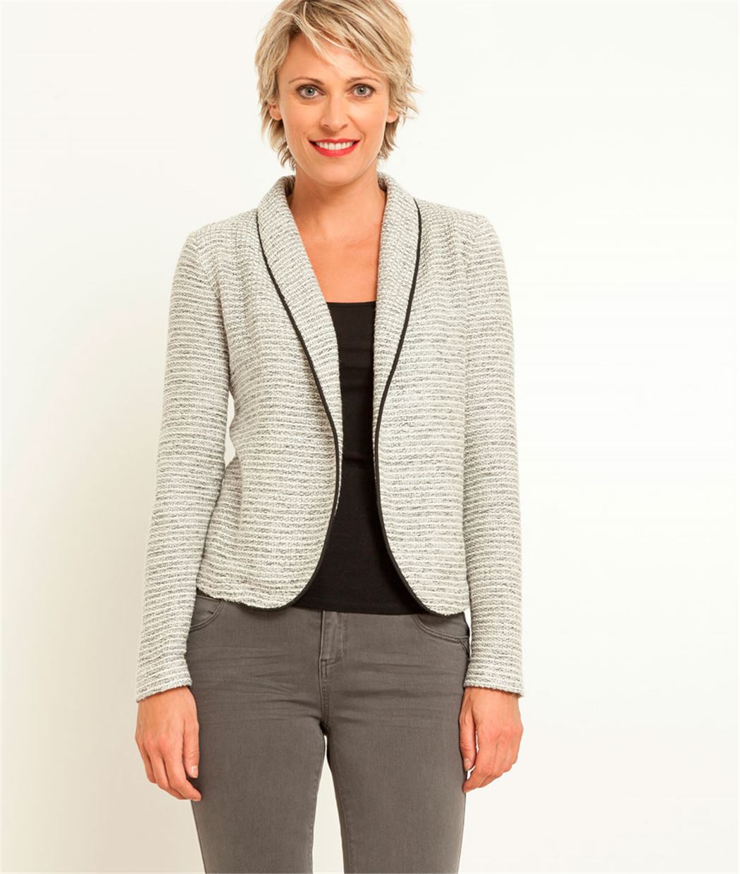 Veste femme en maille GRIS CLAIR - Grain de Malice