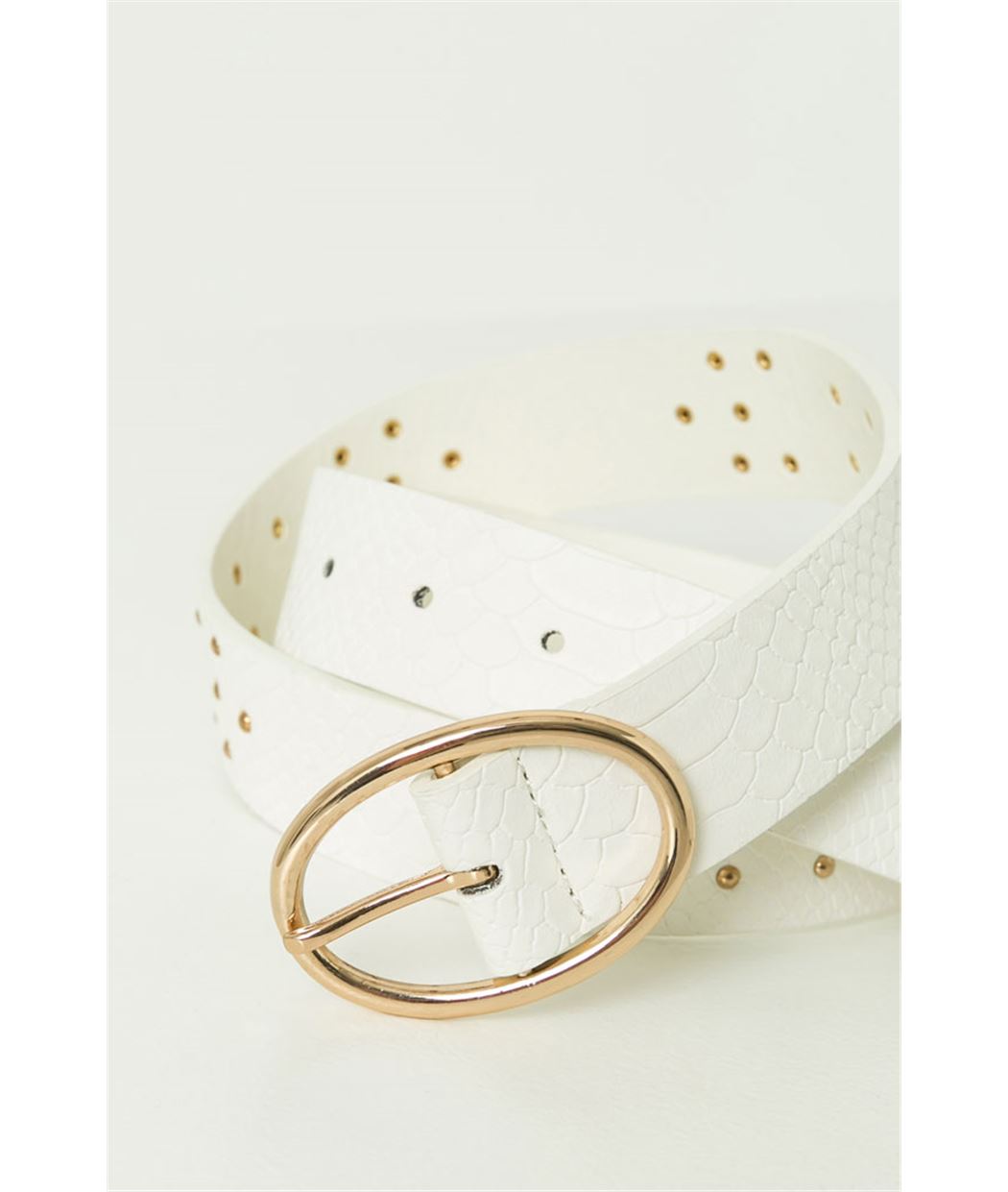 Ceinture femme clous et imitation croco BLANC NON OPTIQUE