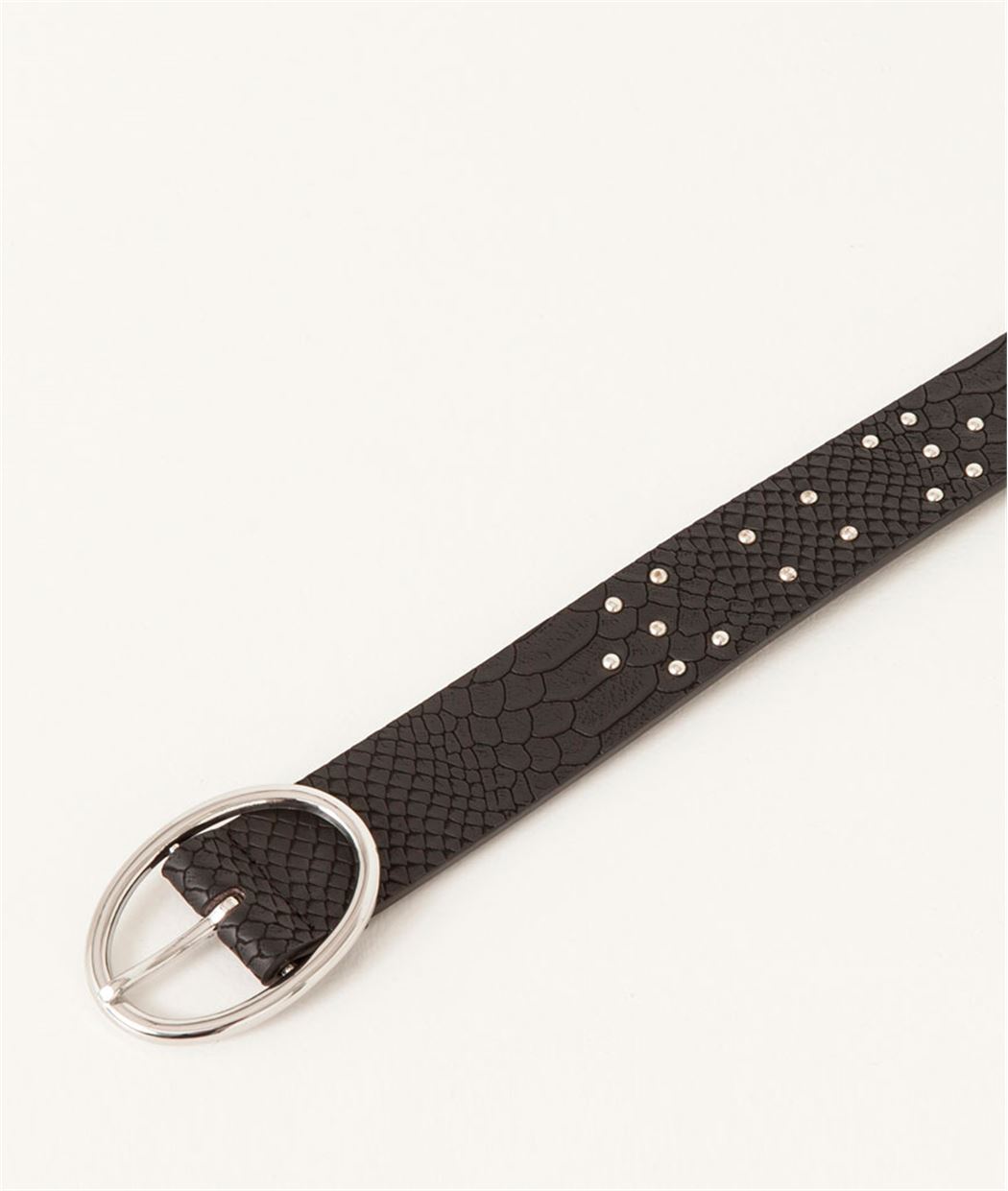 Ceinture femme clous et imitation croco NOIR