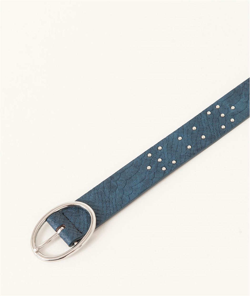 Ceinture femme clous et imitation croco BLEU