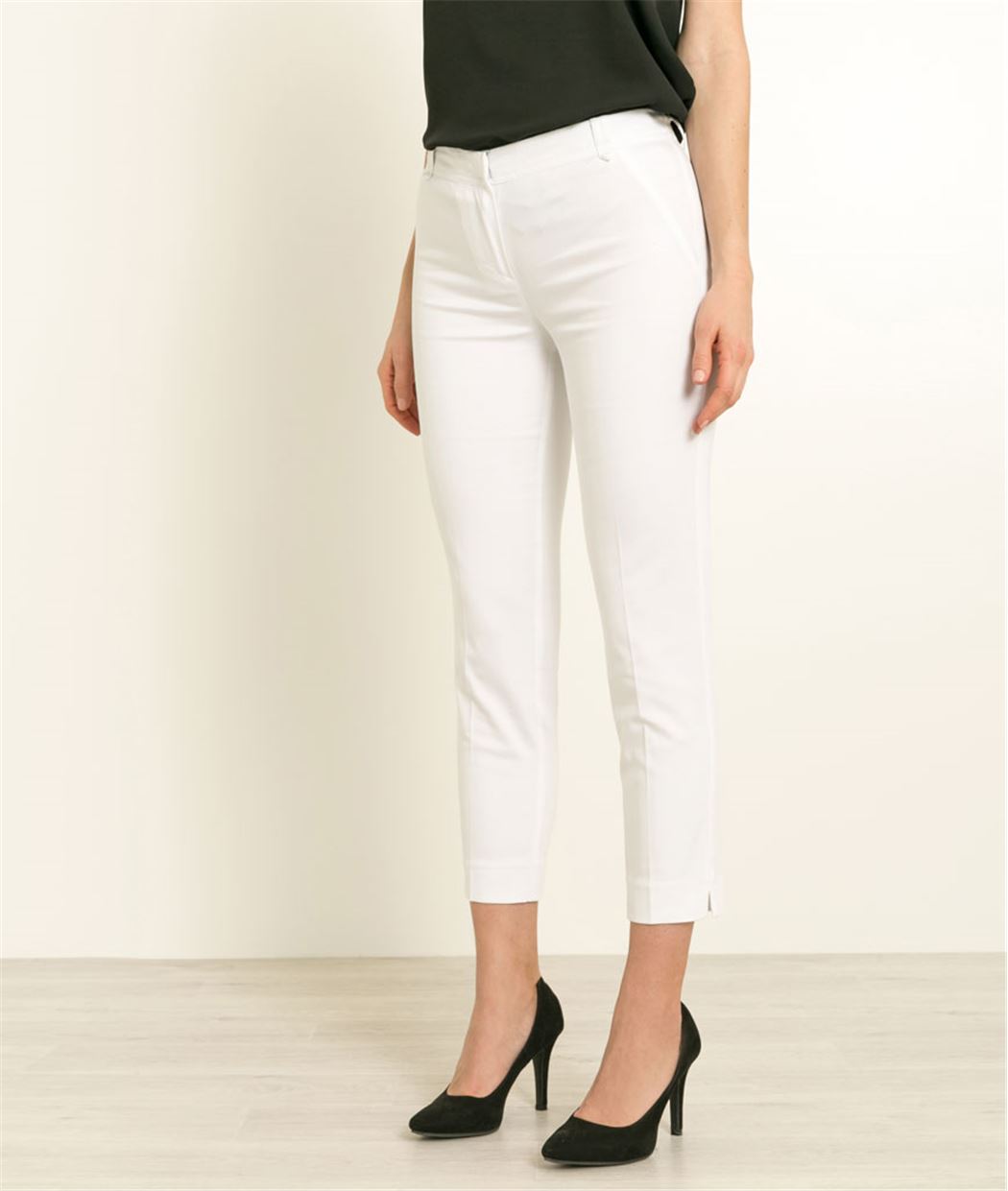 Pantalon femme 7/8 satin de coton BLANC