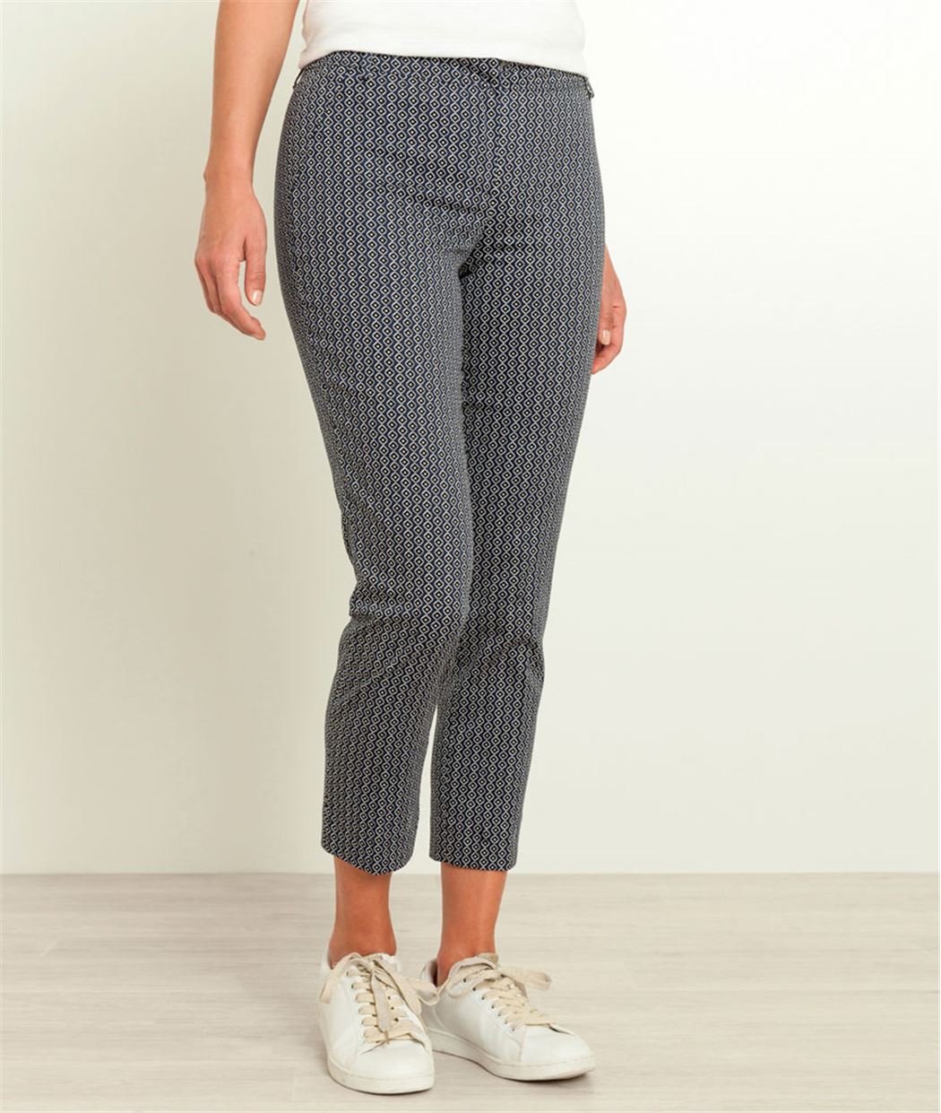 Pantalon femme satin de coton imprimé NOIR