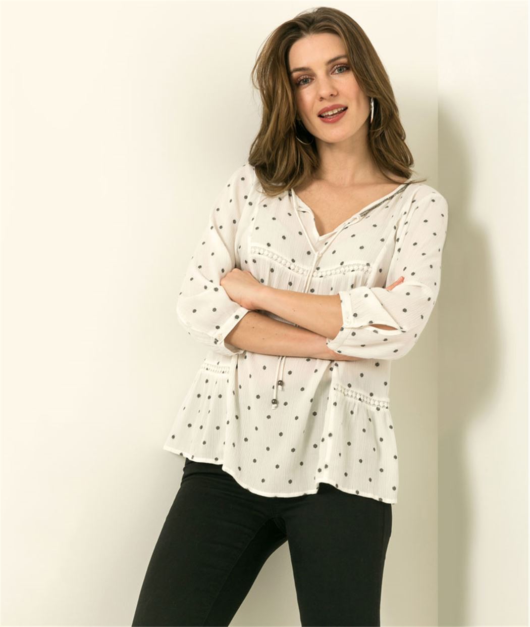 Chemisier femme motif jacquard ECRU