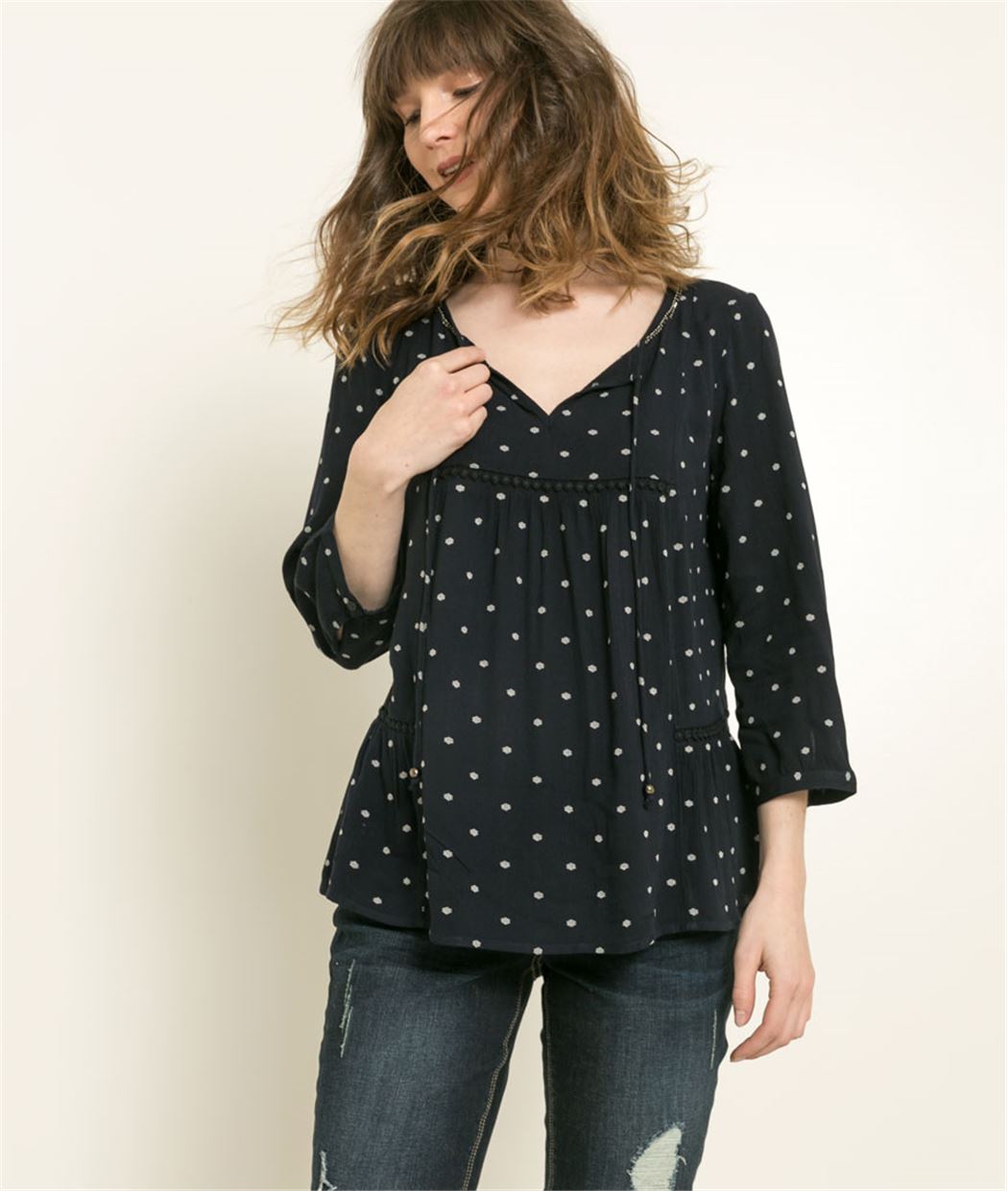 Chemisier femme motif jacquard MARINE