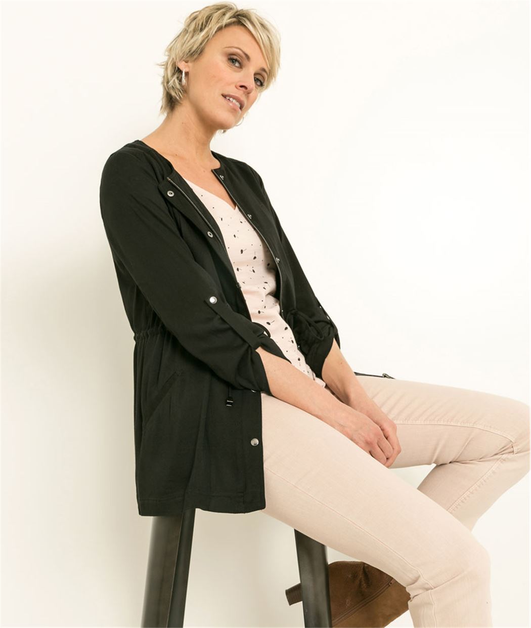 Veste femme saharienne fluide NOIR