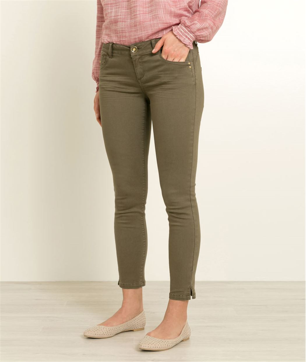 Jean femme raccourci couleurs KAKI