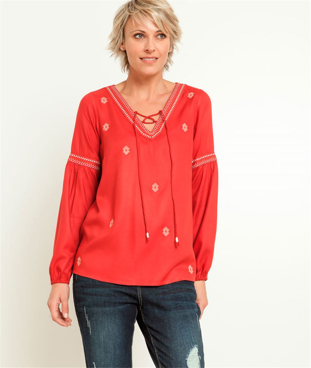  Blouse  femme broderies PAPRIKA Grain de Malice