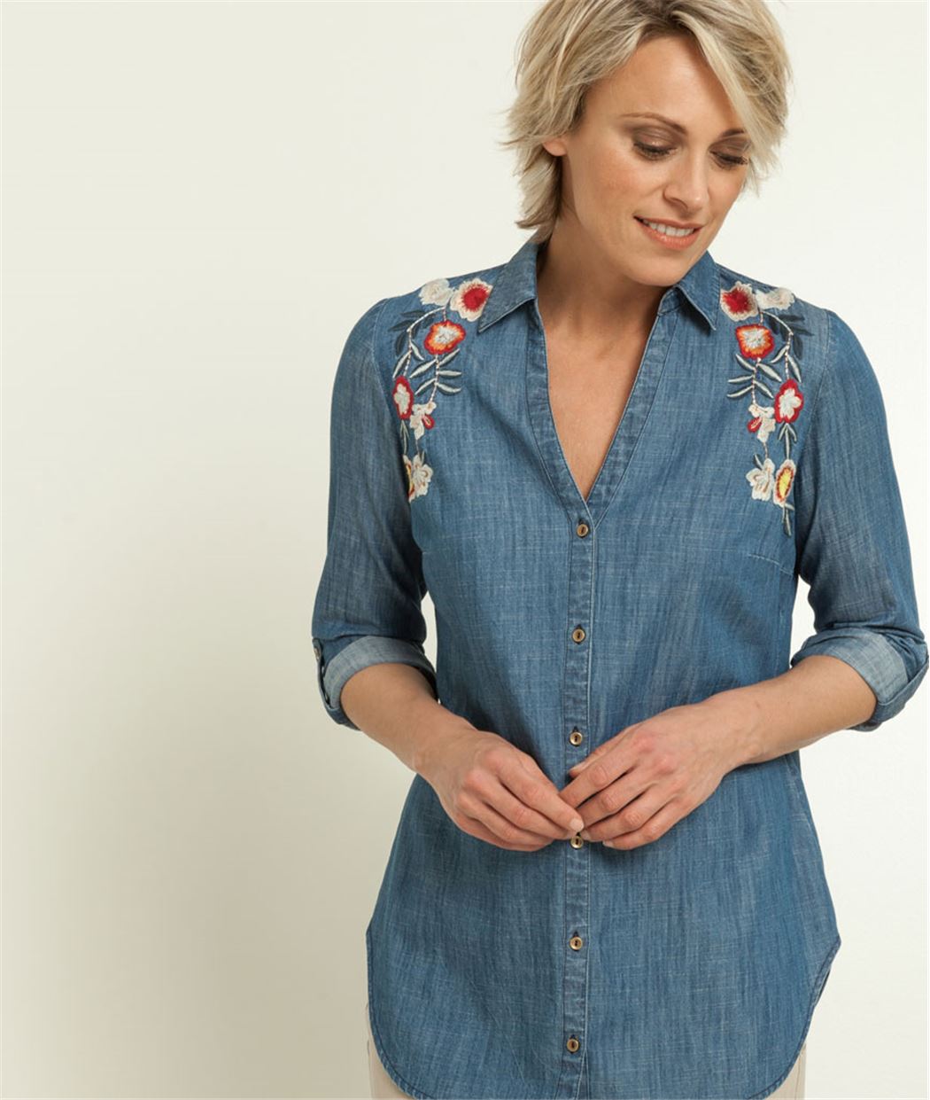 Chemisier femme Tencel et broderie BRUT