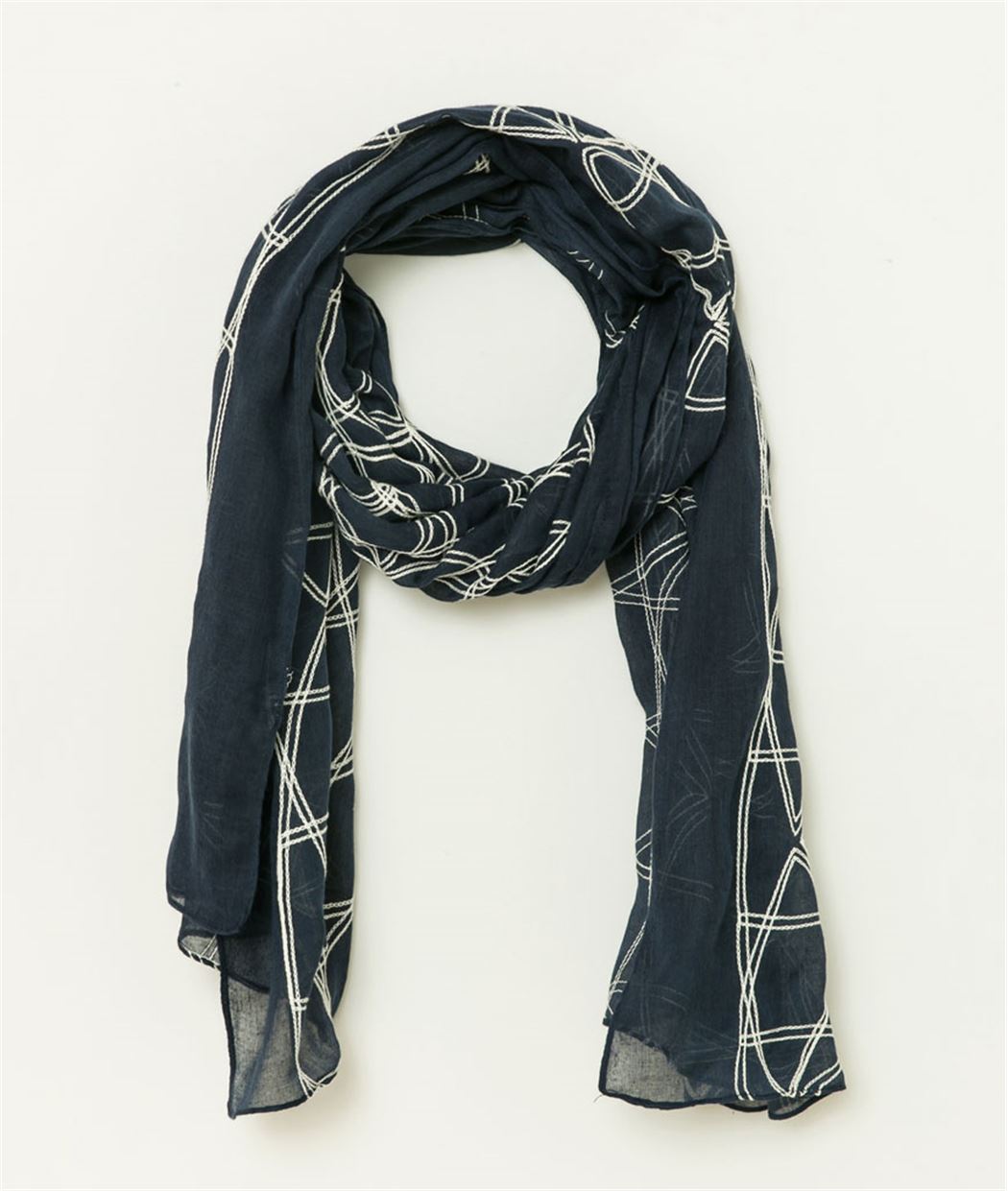 Foulard femme brodée MARINE