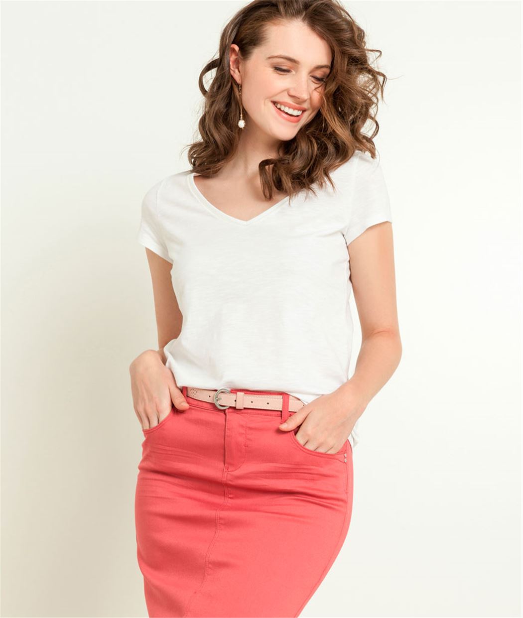 T-shirt femme uni manches courtes BLANC