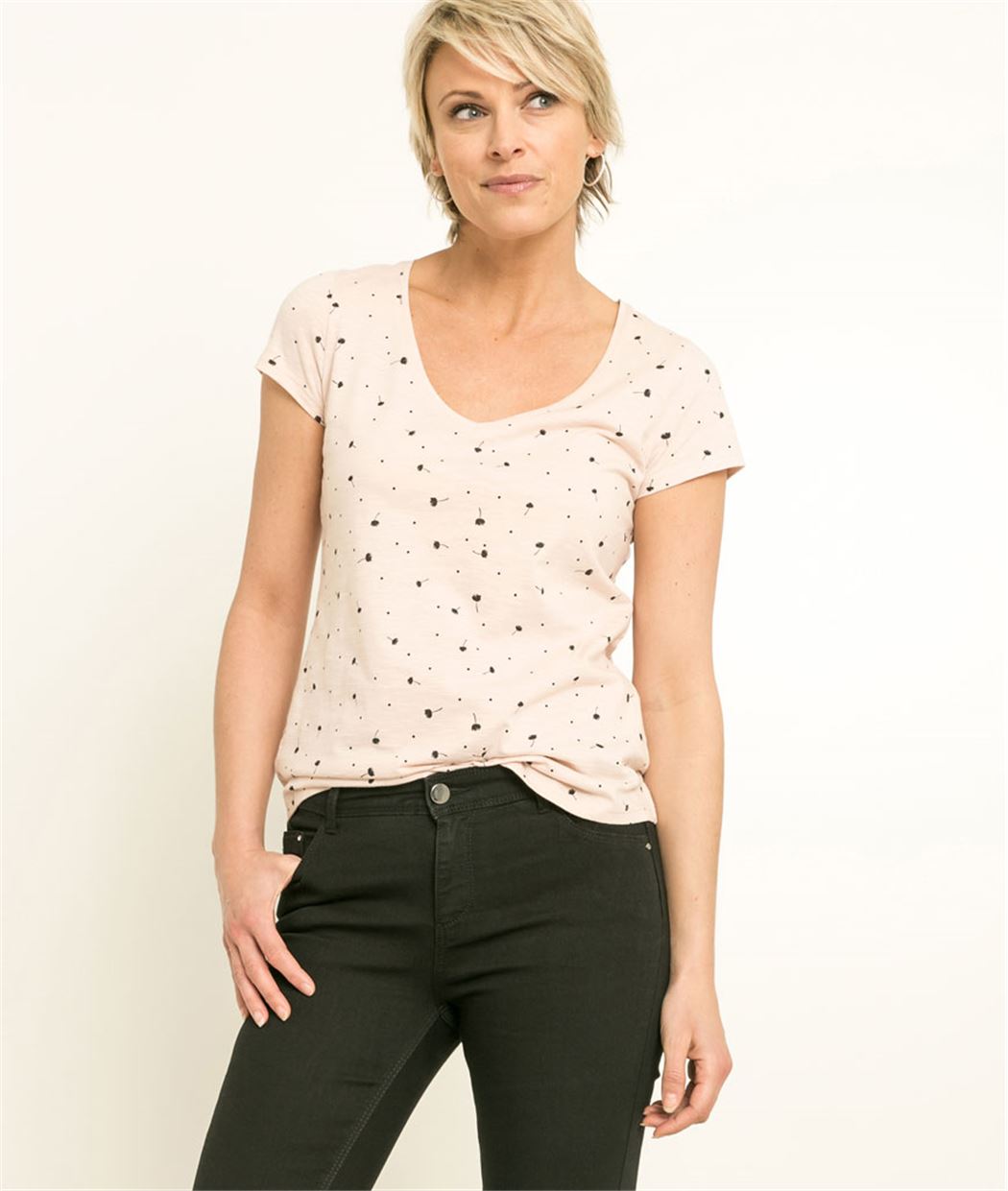 T-shirt femme manches courtes imprimé NUDE