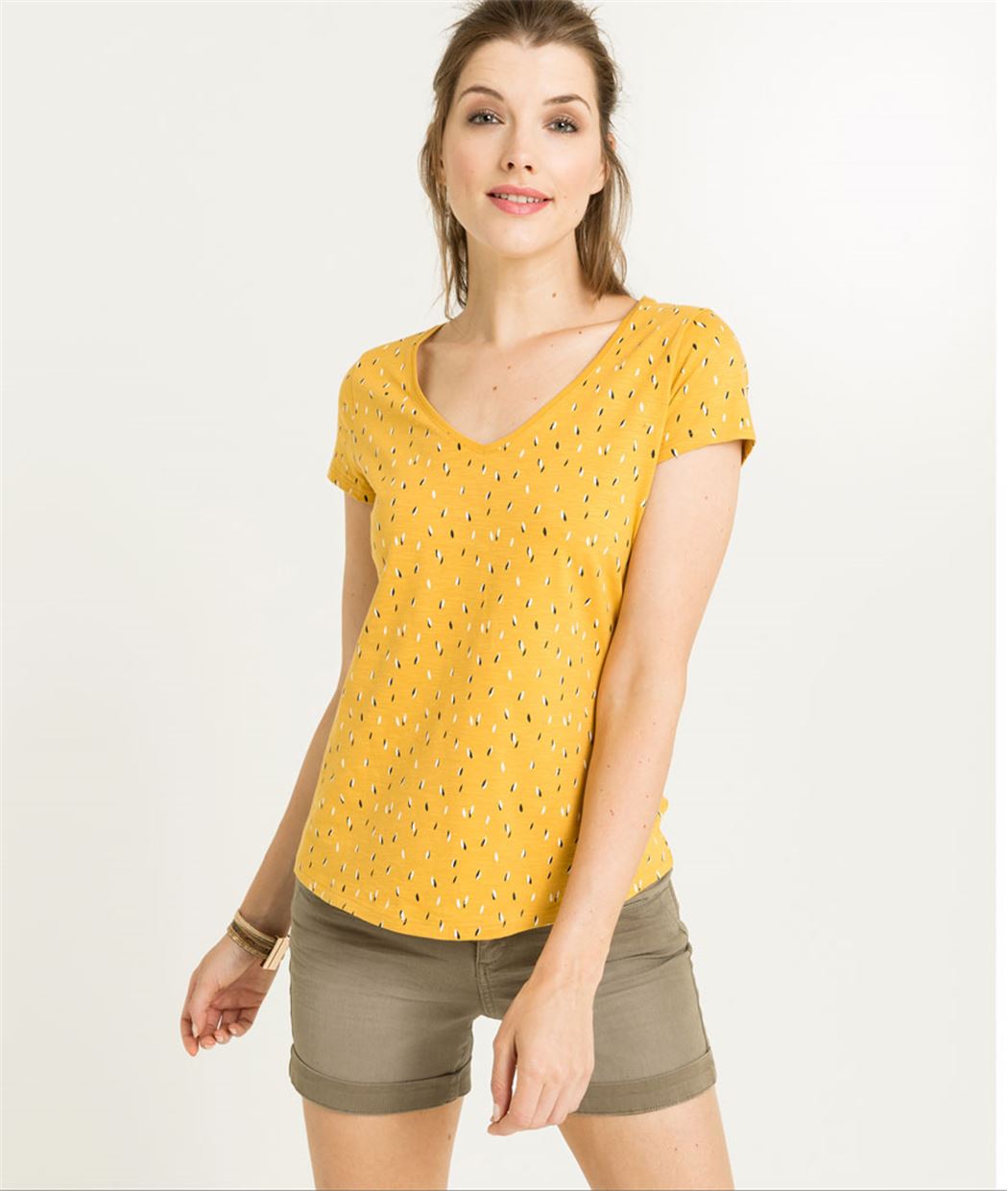 T-shirt femme manches courtes imprimé SAFRAN