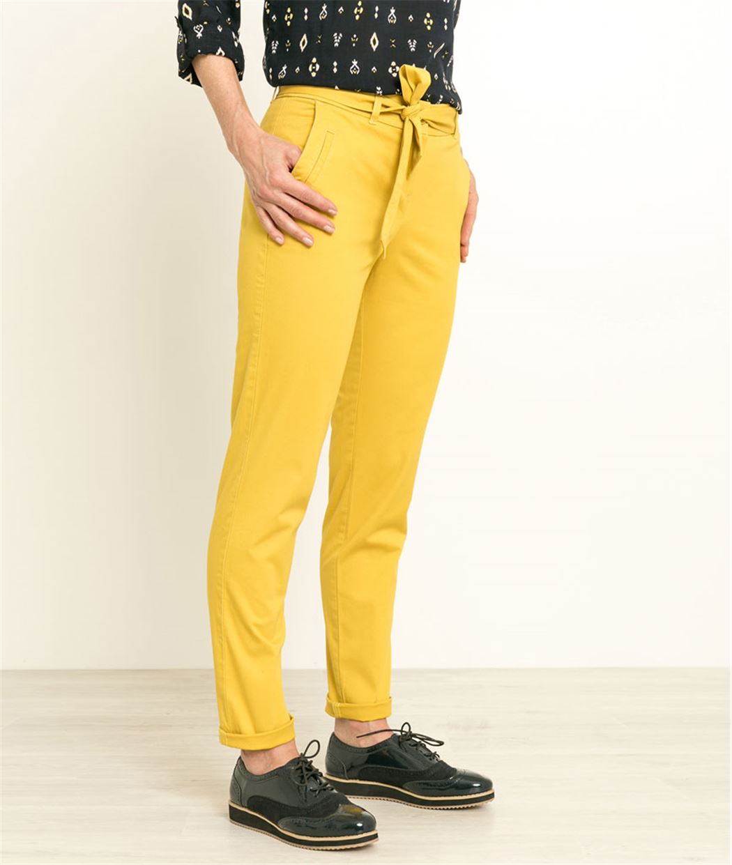 Pantalon femme chino ceinturé CITRINE