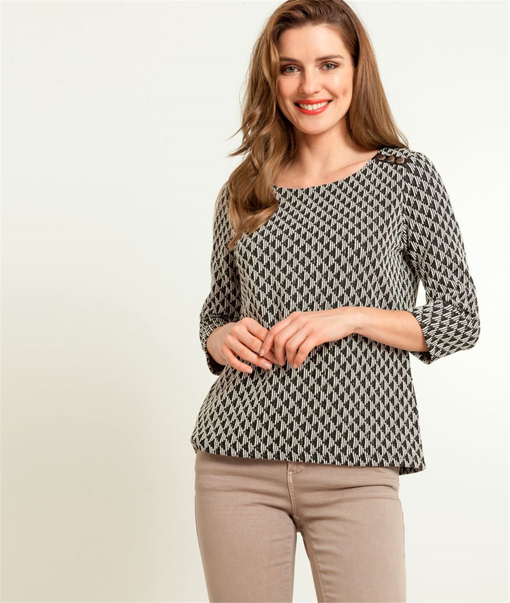 Sweat femme jacquard losanges NOIR