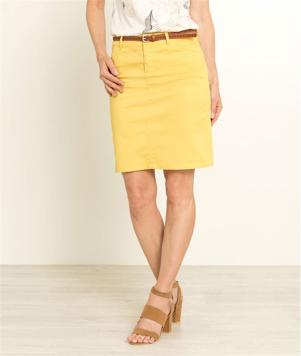 Jupe droite femme ceinture fantaisie CITRINE