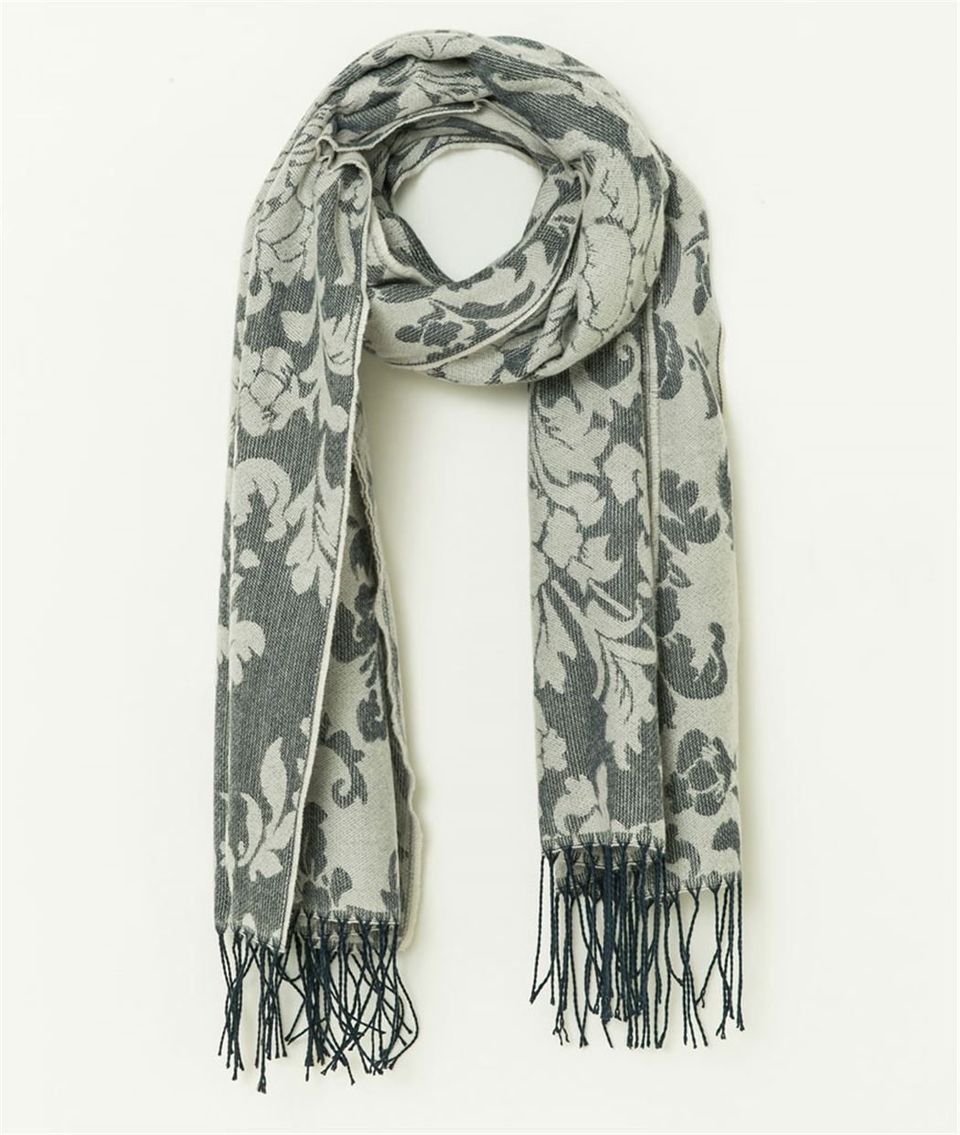Echarpe jacquard fleurs BLEU
