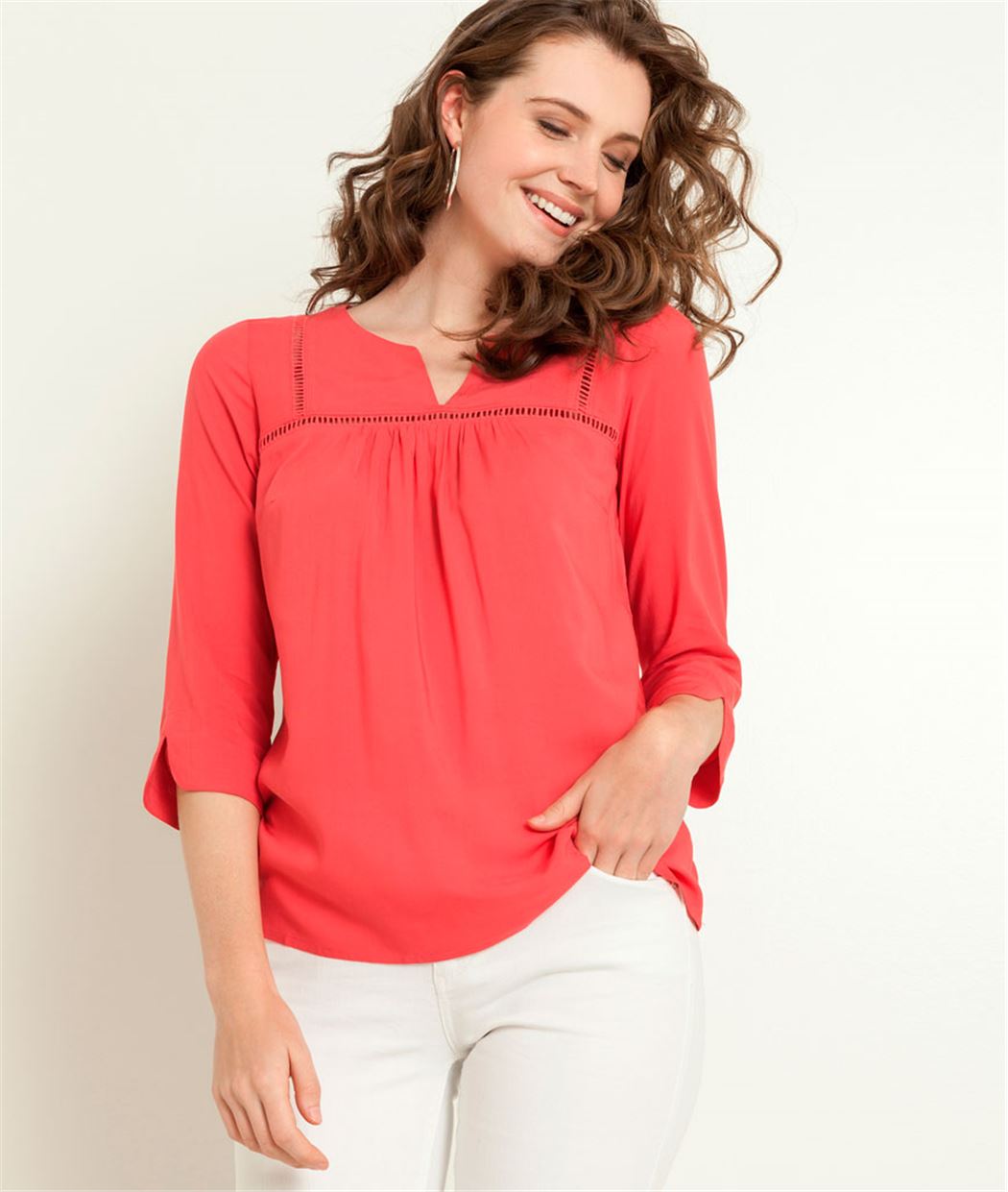 Chemisier femme détail broderie PIVOINE