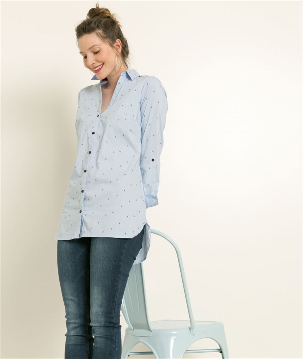 Chemisier femme imprimés minimalistes BLEU