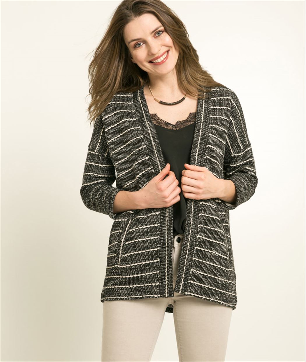 Gilet femme manches 3/4 NOIR