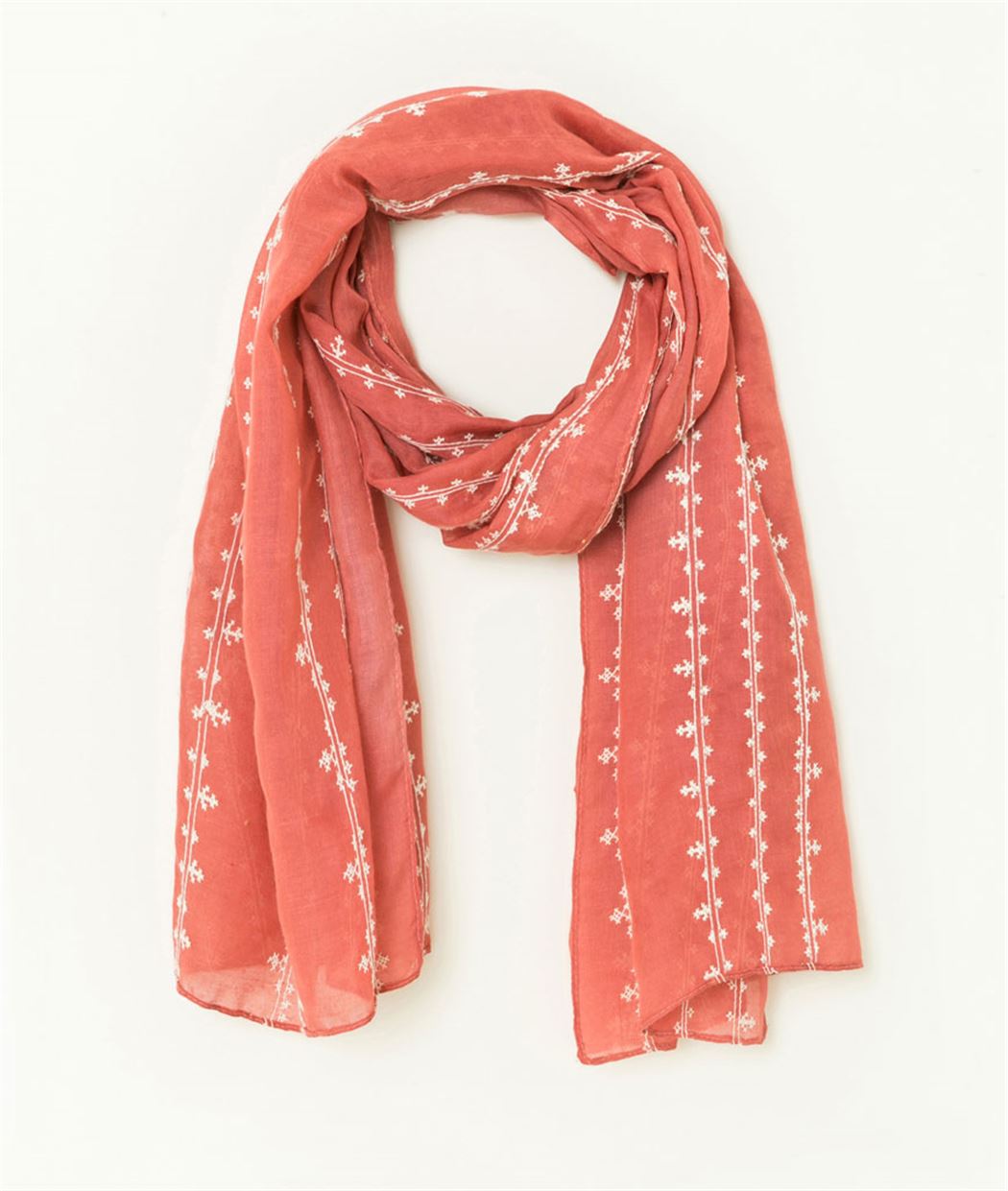 Foulard femme broderie ancres marines ROUGE
