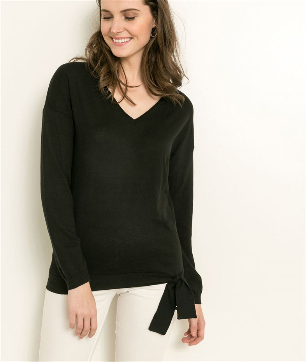 Pull femme base nouée NOIR