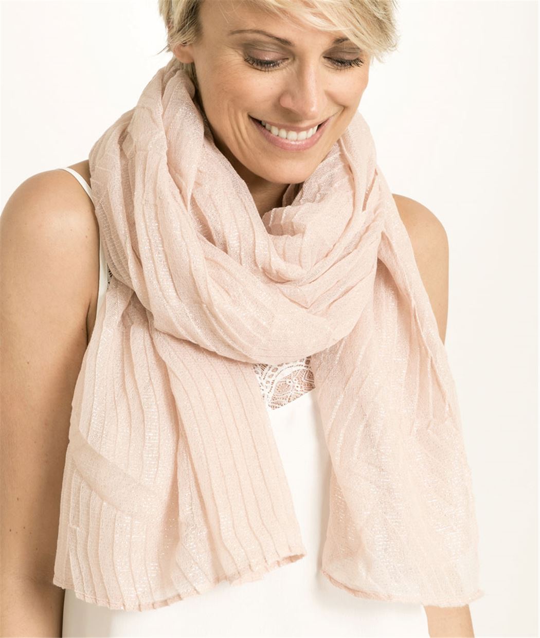 Foulard femme gaufrée et lurex ROSE FANE
