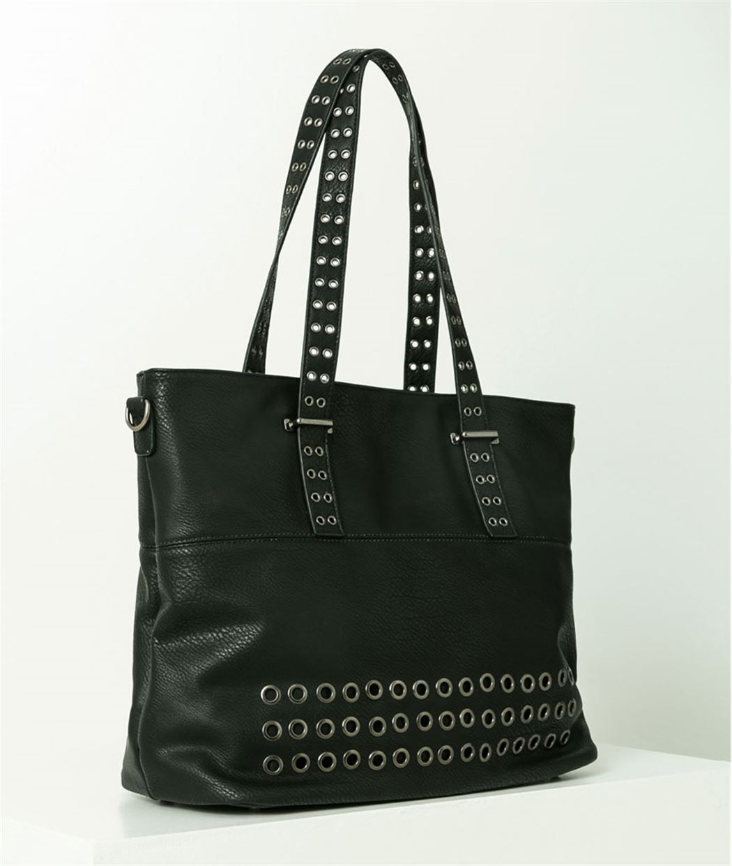 Sac femme détails oeillets métal NOIR