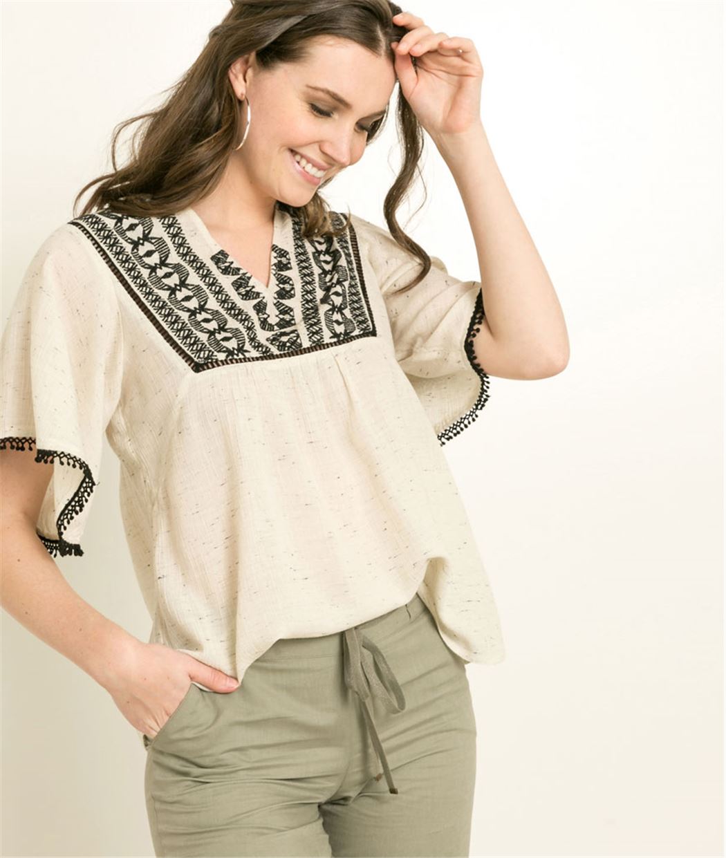 Blouse femme broderie ECRU