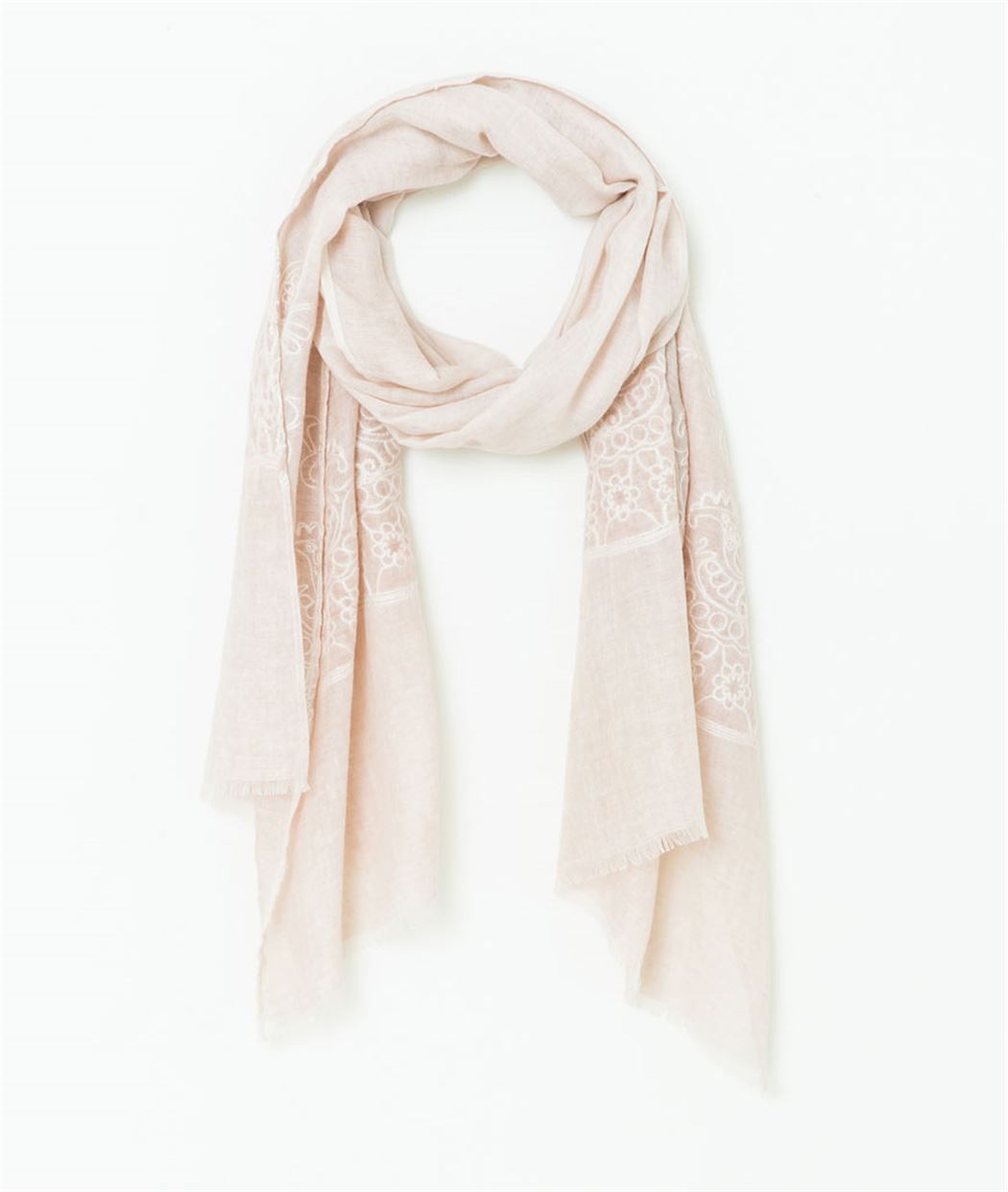 Foulard femme détail broderie ROSE