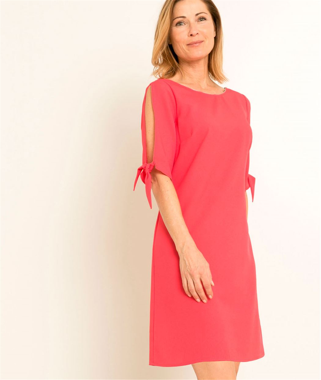 Robe femme unie manches ouvertes ROSE