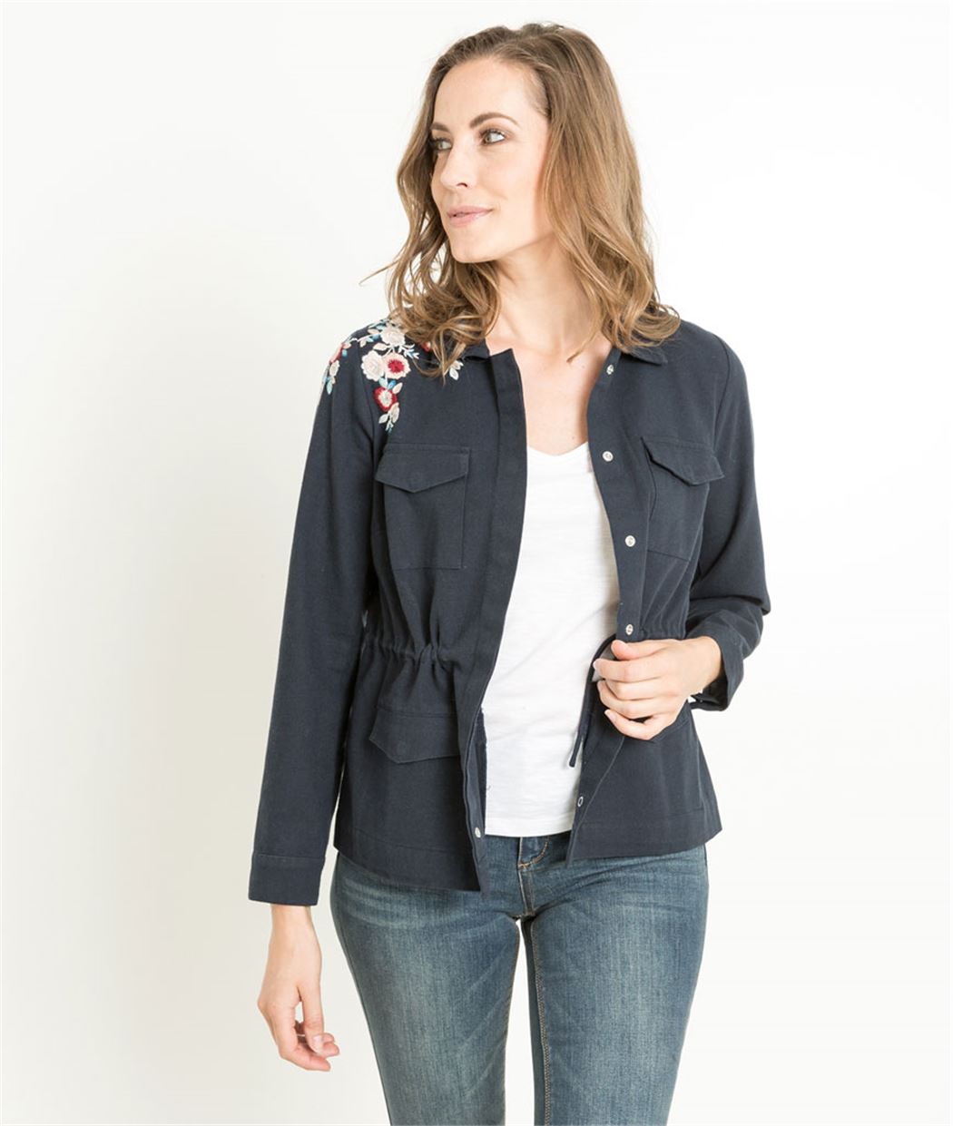 Saharienne femme marine et broderies MARINE