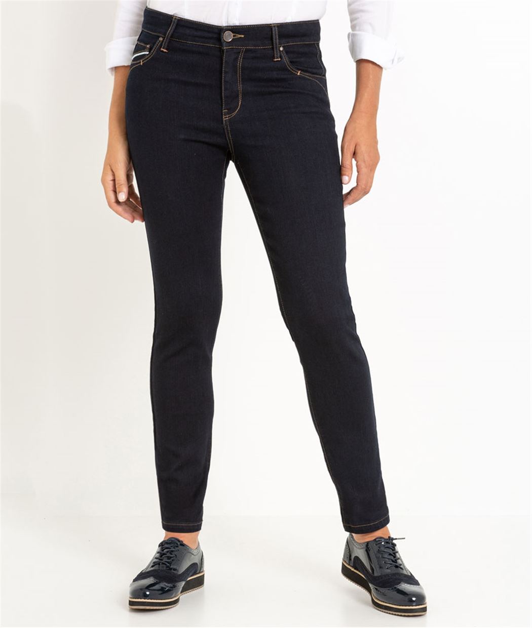 Pantalon raccourci femme denim stretch BLUE BLACK