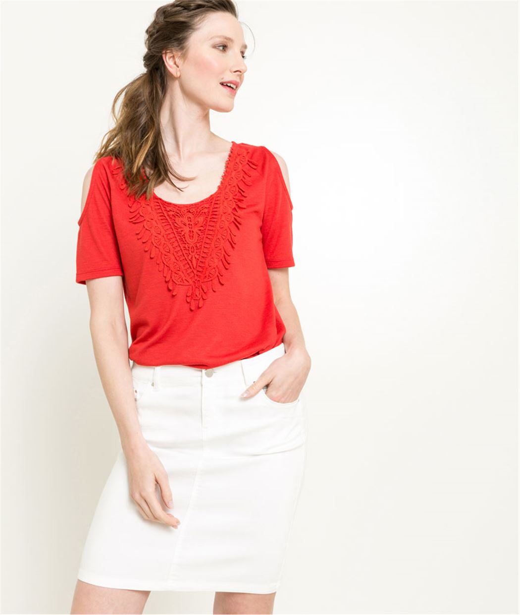 T-shirt femme manches courtes ROUGE