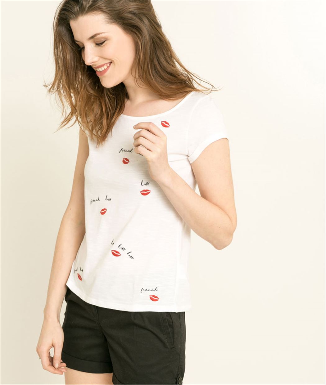 T-shirt femme à message BLANC