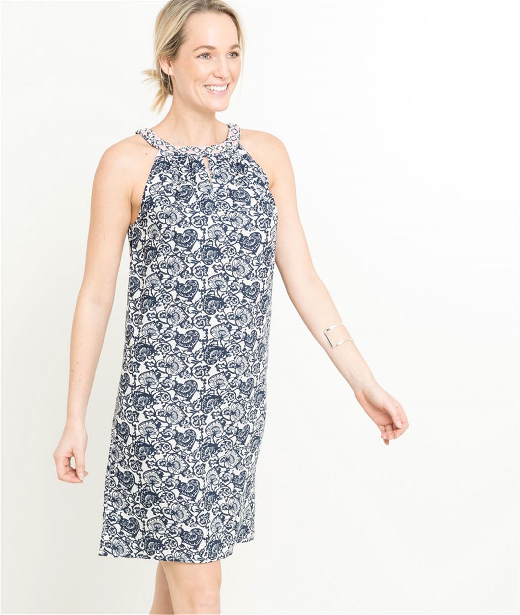 Robe femme suspendue à imprimés BLEU