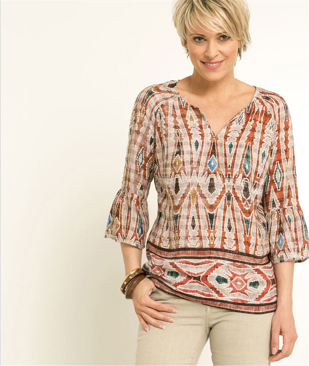 Chemisier fluide femme imprimé IMP.MARRON
